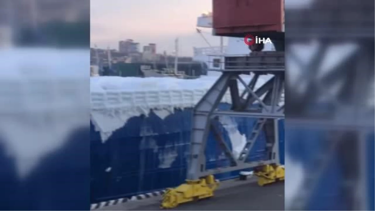 Rusya\'ya giden gemideki otomobiller buz tuttu