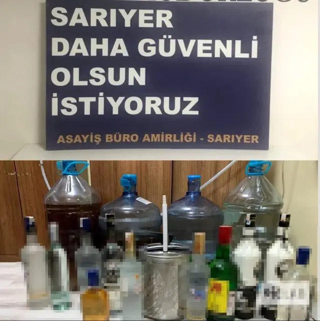 Sarıyer'de ev görünümlü sahte alkol imalathanesine baskın kamerada