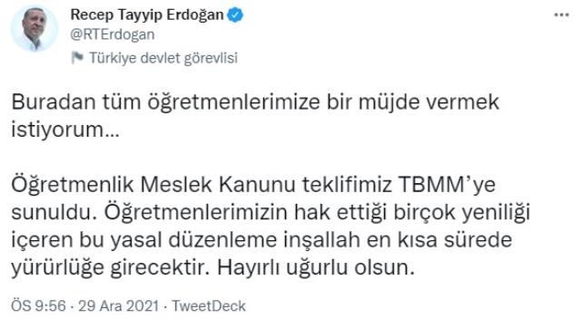 Son Dakika: Cumhurbaşkanı Erdoğan müjdeyi verdi! Öğretmenlerin maaşına etki edecek teklif Meclis'e sunuldu