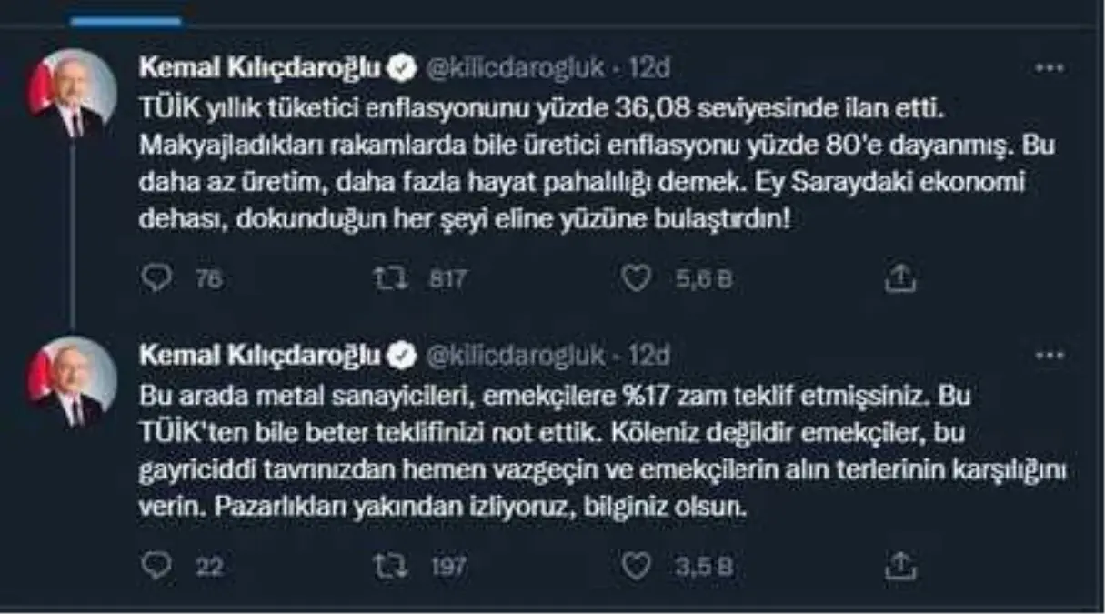 Kılıçdaroğlu\'ndan \'enflasyon\' açıklaması