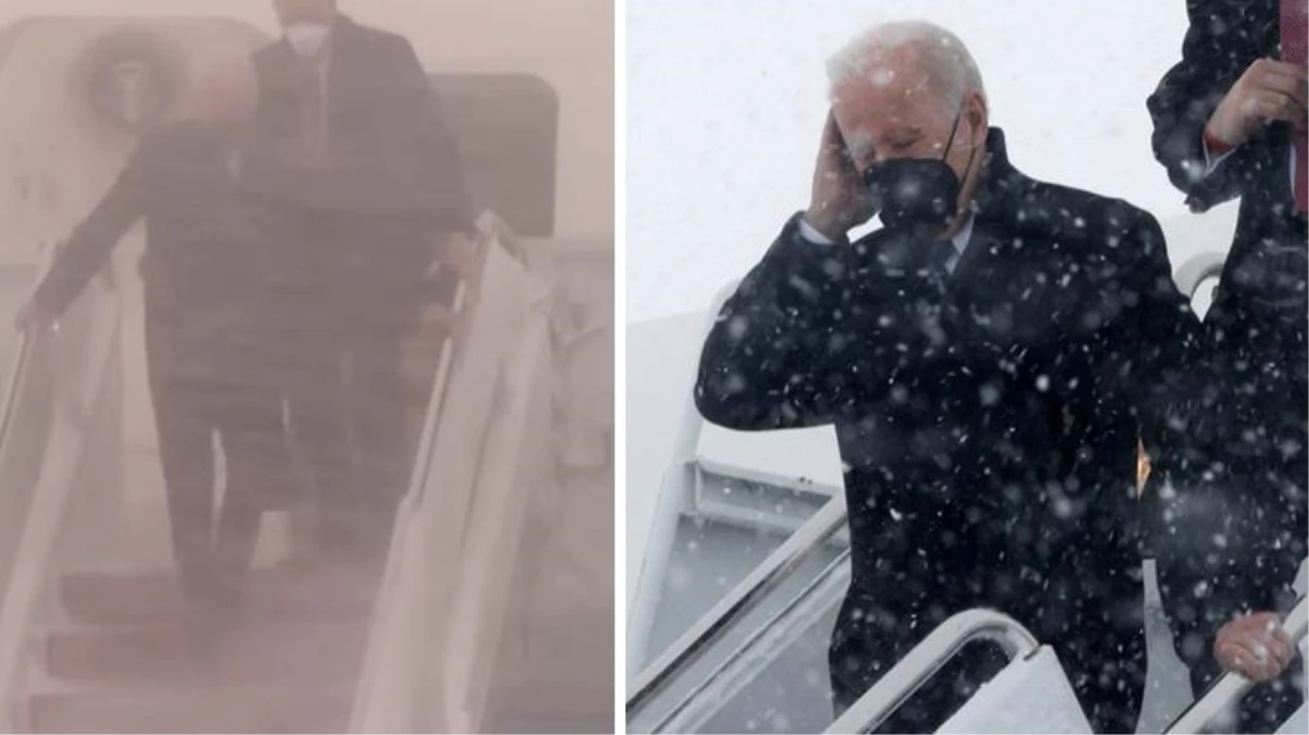 ABD Başkanı Joe Biden\'ın zor anları! Kar fırtınası uçakta mahsur bıraktı