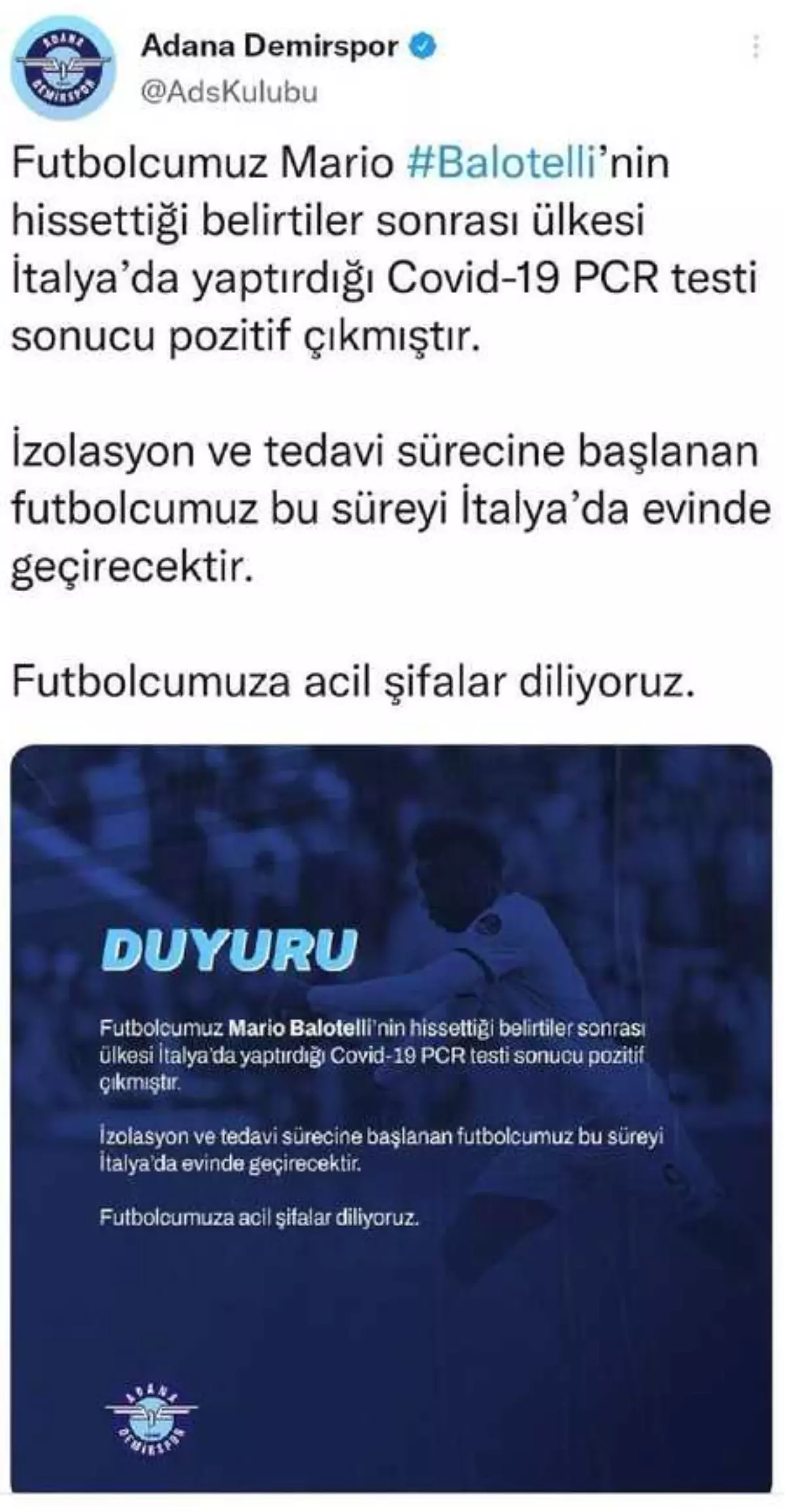 Balotelli\'nin testi pozitif çıktı