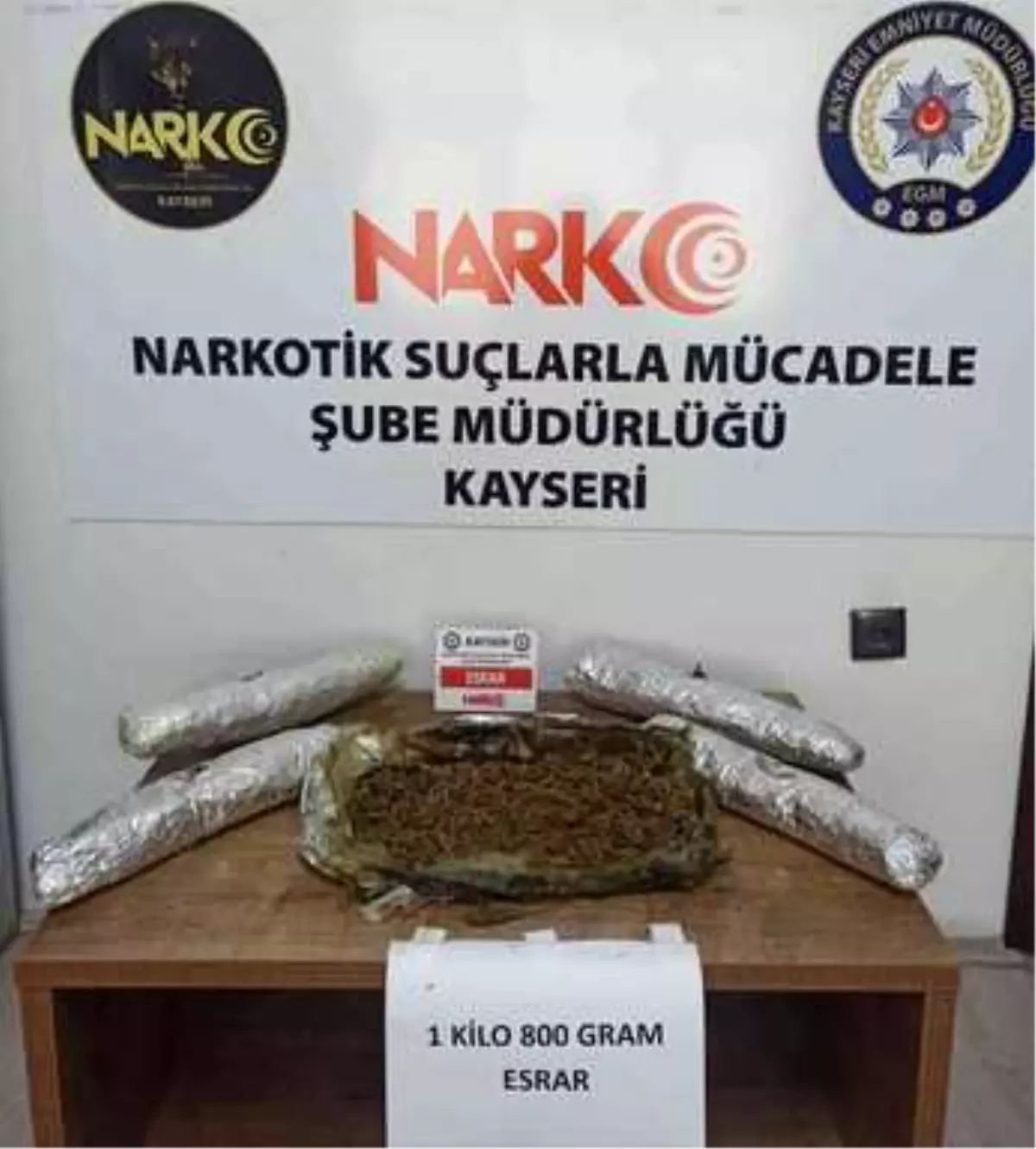 Kayseri\'de 1 kilo 800 gram esrar ele geçirildi