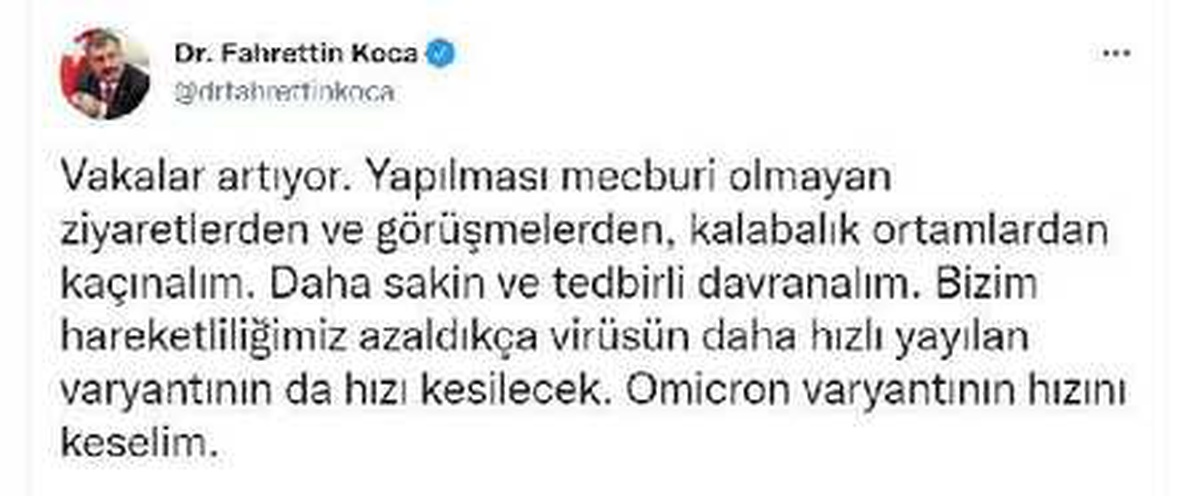Son dakika haberleri: Bakan Koca: Omicron varyantının hızını keselim