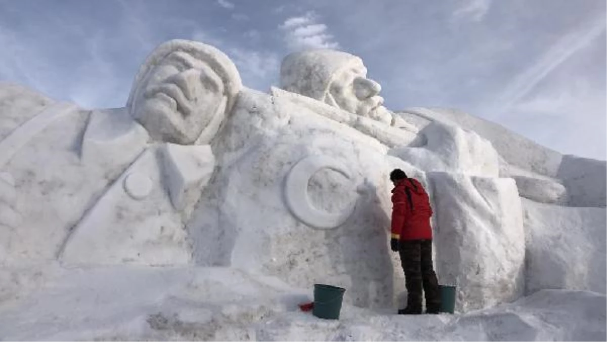 Son dakika! Sarıkamış şehitlerini temsilen yapılan kardan heykeller tamamlandı