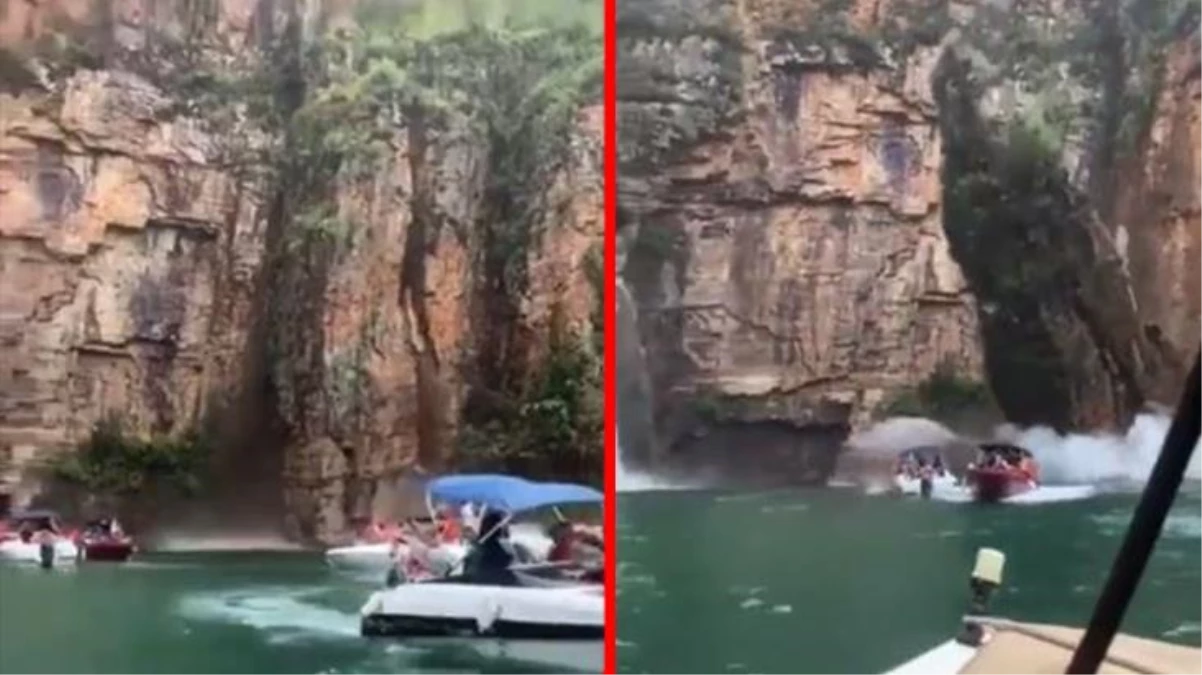 Brezilya\'da devasa kaya parçası turist teknesinin üzerine düştü