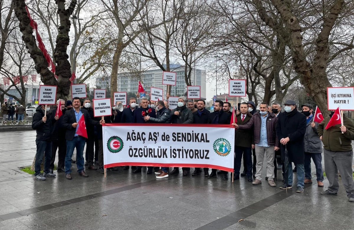 Ağaç ve Peyzaj AŞ\'de çalışan Öz Orman-İş Sendikası üyeleri İBB\'yi protesto etti