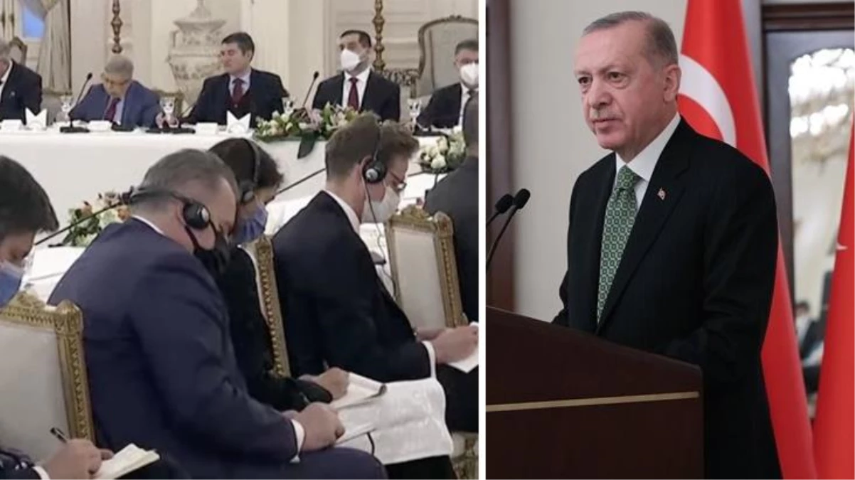 Toplantıya damga vuran kare! Cumhurbaşkanı Erdoğan konuştu, AB büyükelçileri tek tek not aldı