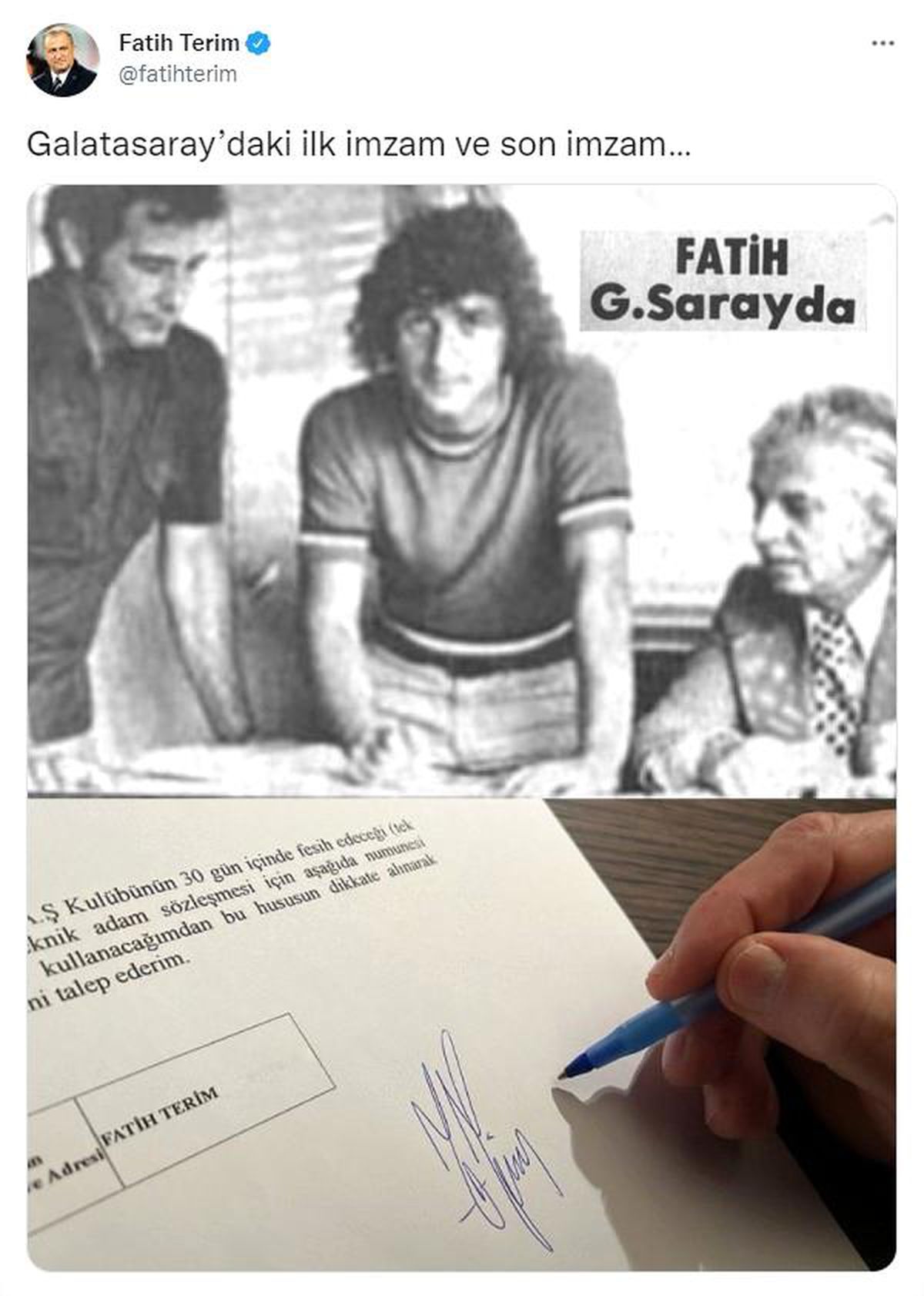 Fatih Terim\'den "Son imzam" paylaşımı!