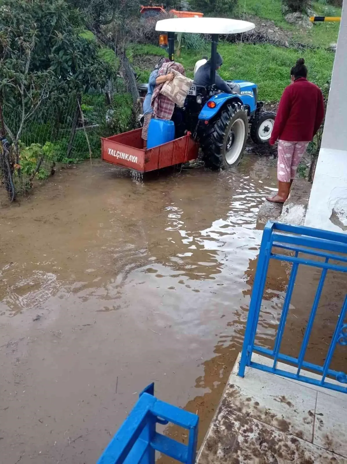 Milas'ta etkili olan sağanak yağış sonrası su baskınları yaşandı