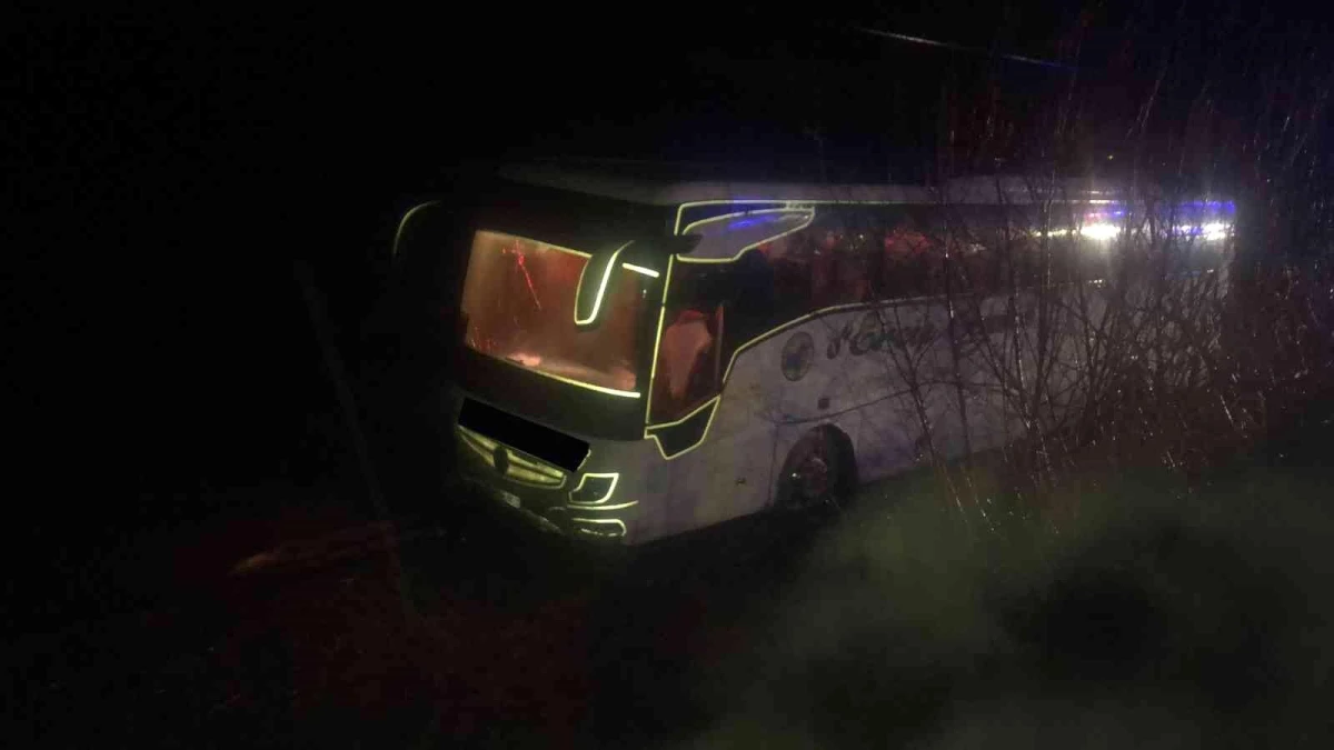 Yoldan çıkan otobüsteki 2 yolcu yaralandı