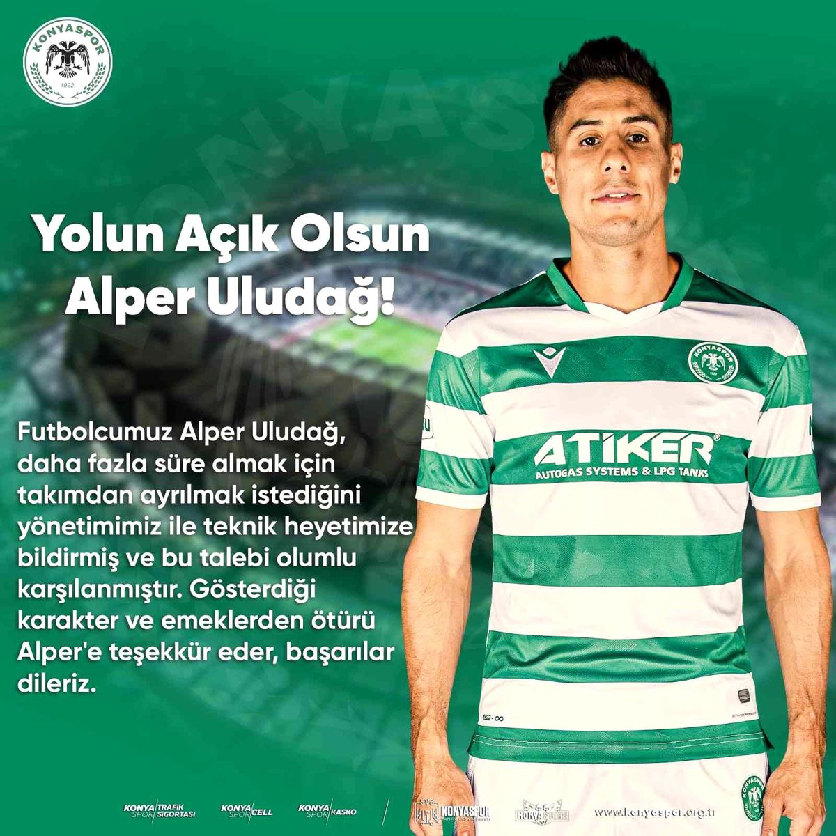 Alper Uludağ, Konyaspor\'dan ayrıldı