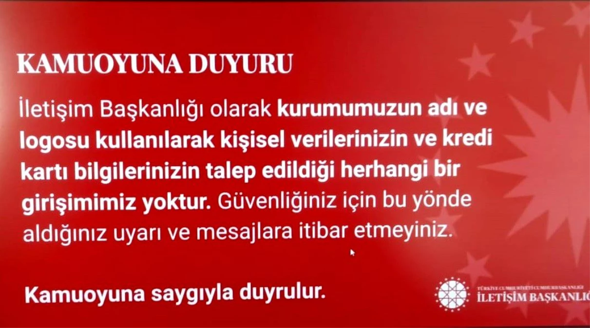 Cumhurbaşkanlığı İletişim Başkanlığı\'ndan dolandırıcılara karşı uyarı