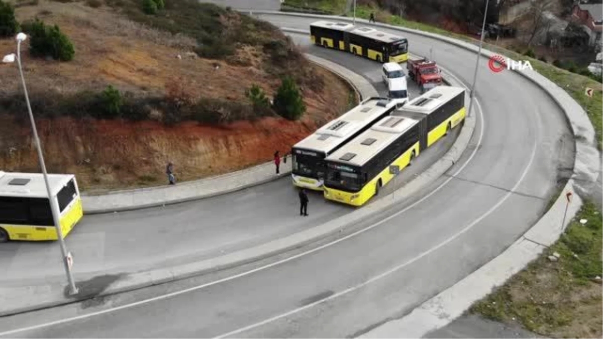Arnavutköy\'de otoyol bağlantısında İETT otobüsleri arızalandı