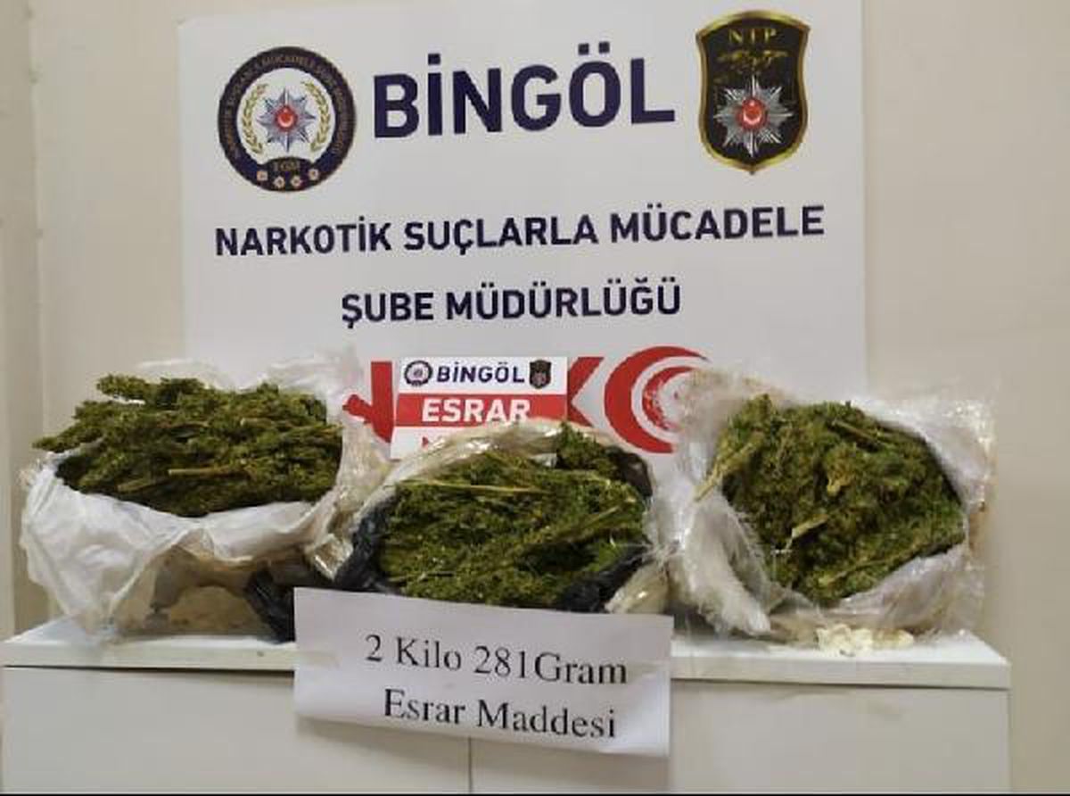 Bingöl\'de, otobüsteki yolcunun bagajında 2,5 kilo esrar ele geçirildi