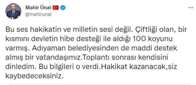 Mahir Ünal, muhalefeti eleştirdiği sırada salonda bir ses yükseldi: Vallahi ben açım