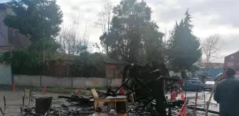 Otopark içinde yanan konteyner küle döndü