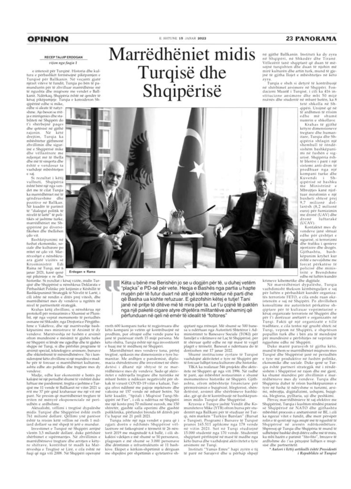 Erdoğan, Arnavutluk\'ta gazeteye makale yazdı