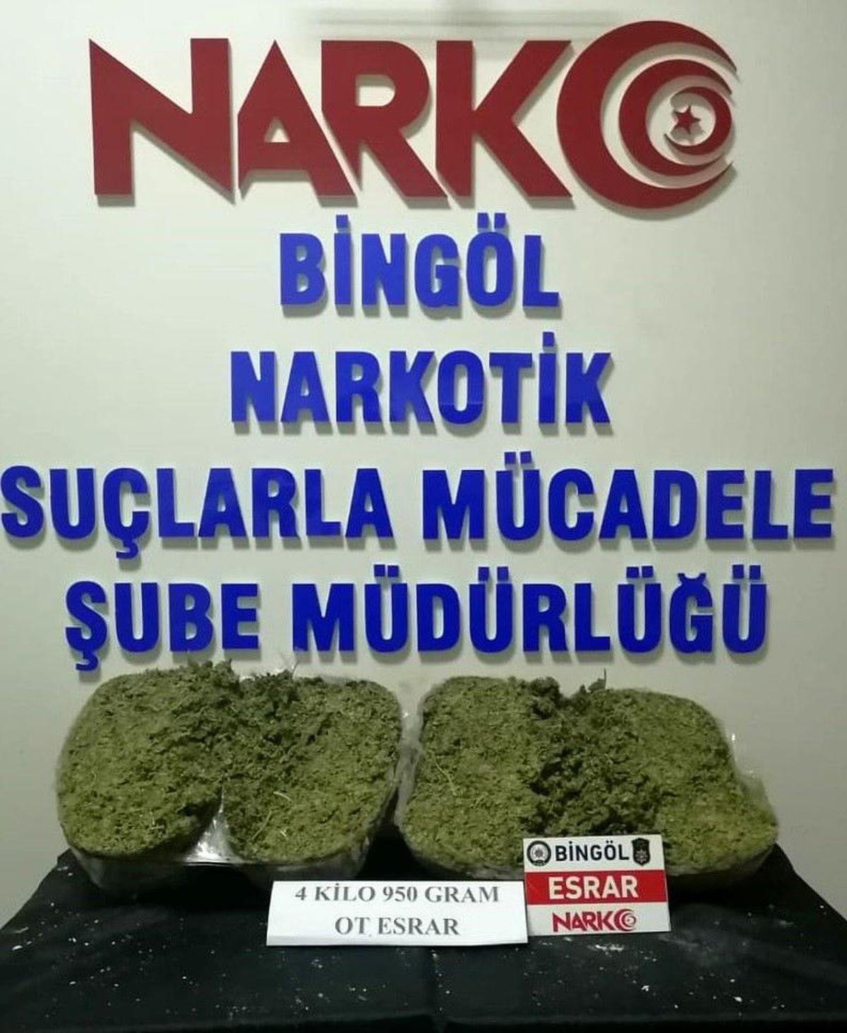 Bingöl\'de 4 kilo 950 gram esrar ele geçirildi