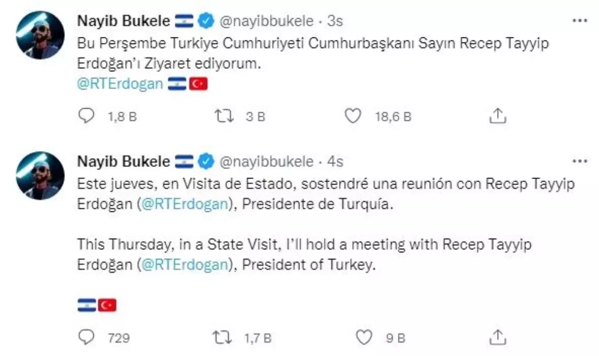 El Salvador Devlet Başkanı Bukele, Cumhurbaşkanı Erdoğan ile görüşecek