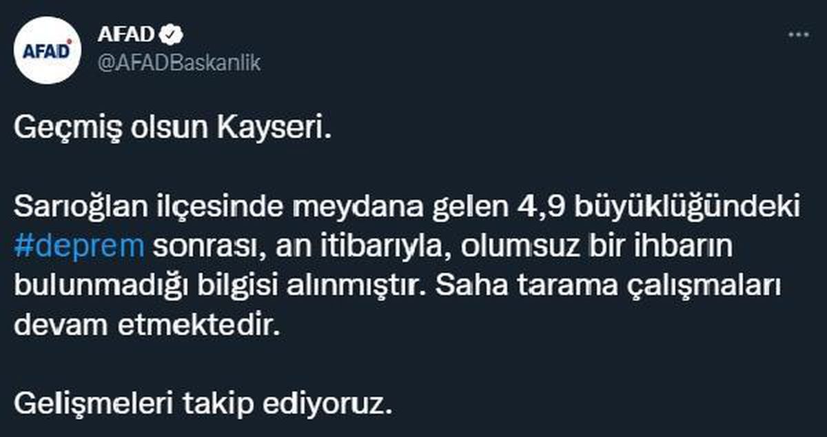 KAYSERİ\'DE 4.9 BÜYÜKLÜĞÜNDE DEPREM-2