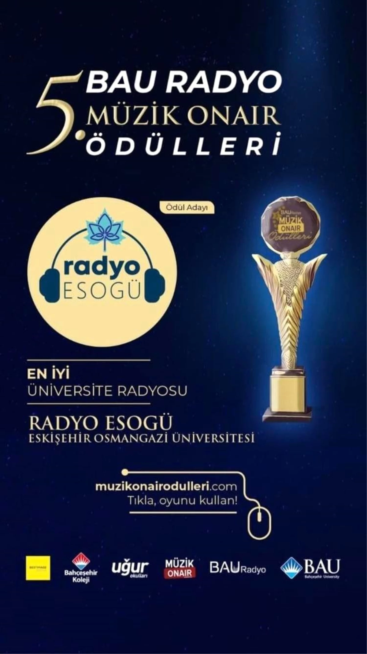 Radyo ESOGÜ Müzik Onair En İyi Üniversite Radyosu ödülüne aday