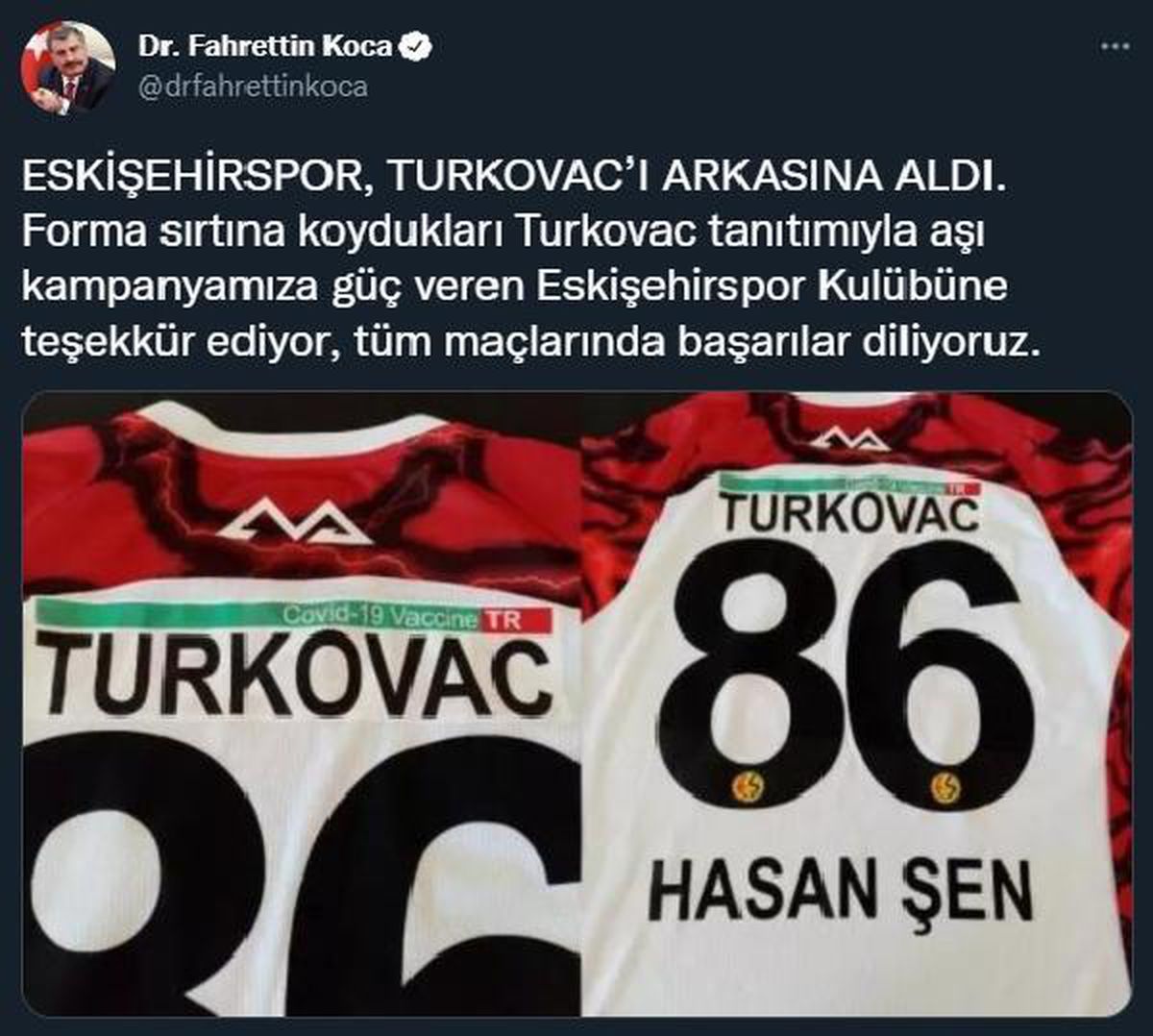 Son dakika haberleri: Bakan Koca\'dan Eskişehirspor\'a teşekkür