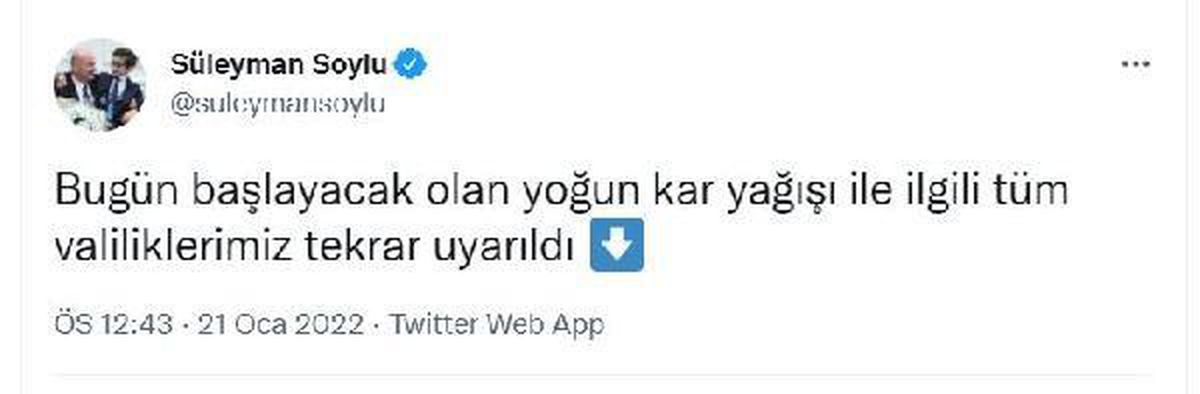 Son dakika haberleri... Bakan Soylu: Başlayacak kar yağışı nedeniyle valilikler, emniyet ve jandarma teyakkuzda