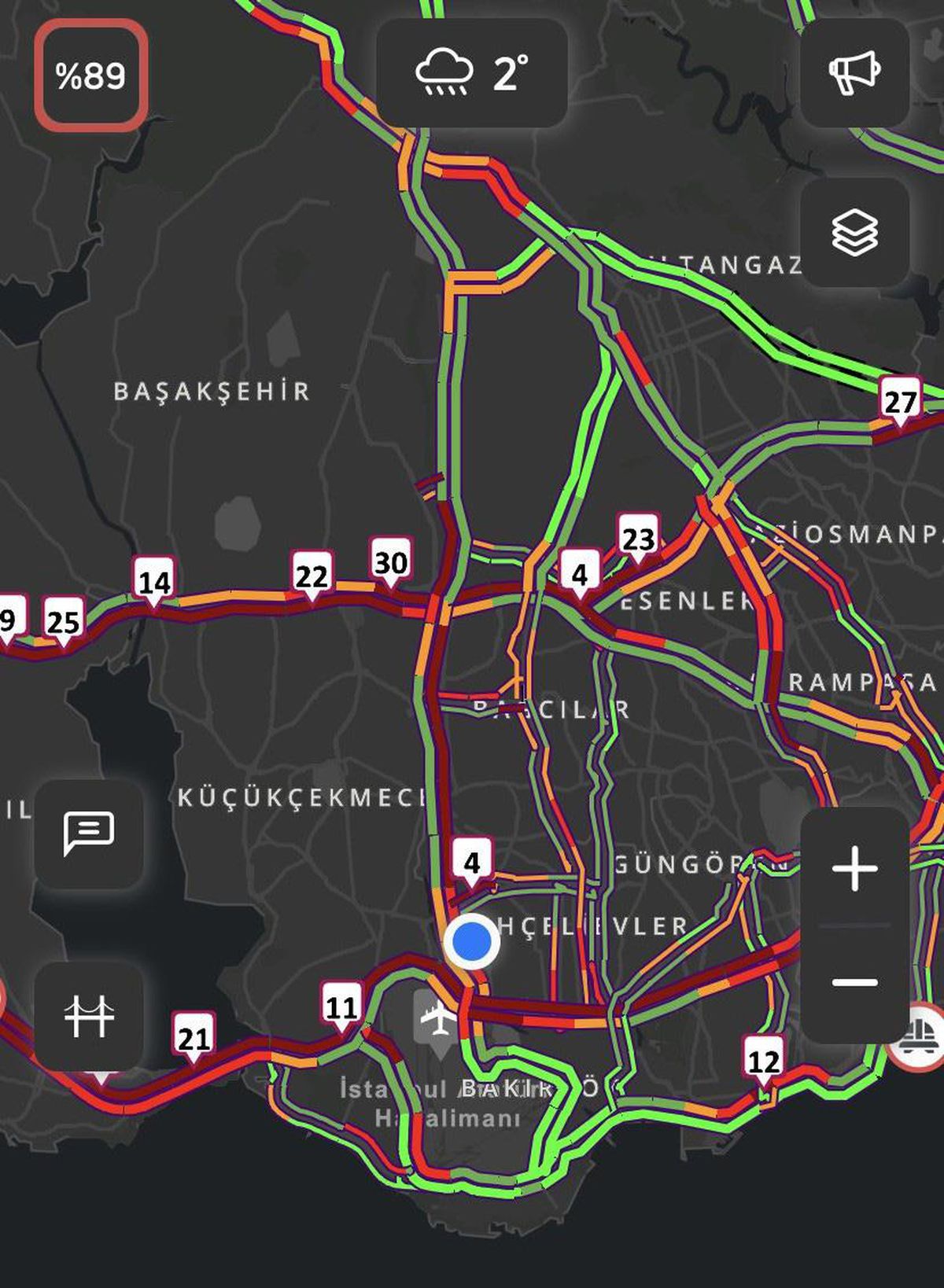 İstanbul'da trafik yoğunluğu yüzde 89'a çıktı