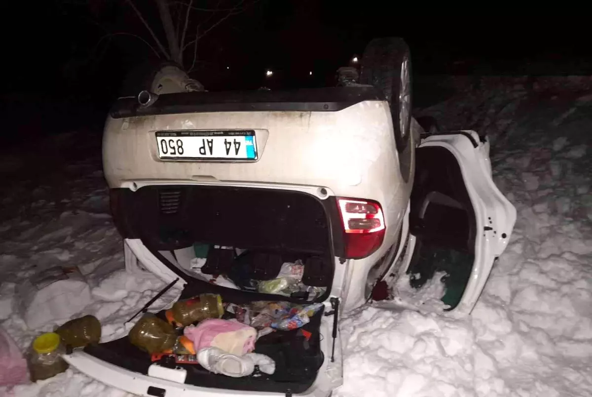 Takla atan otomobildeki 4 kişi yaralandı