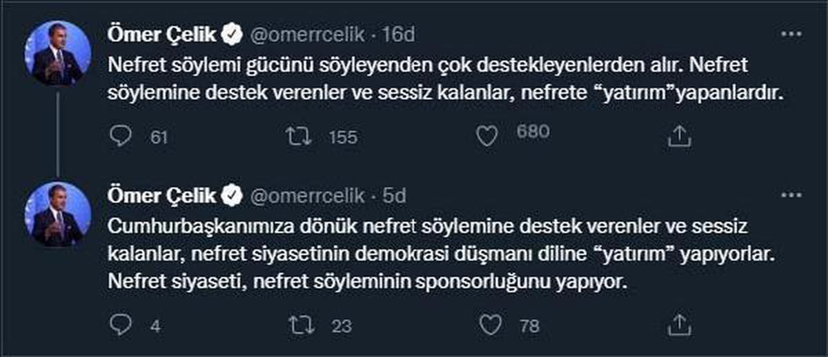 AK Parti Sözcüsü Çelik\'ten "nefret söylemi" paylaşımı Açıklaması