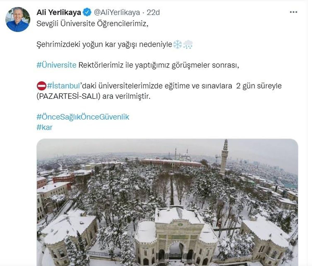 İstanbul\'da üniversitelerde eğitime 2 gün ara verildi