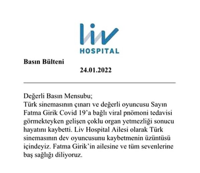 Fatma Girik'in ölüm nedeni belli oldu! İşte son sözleri...