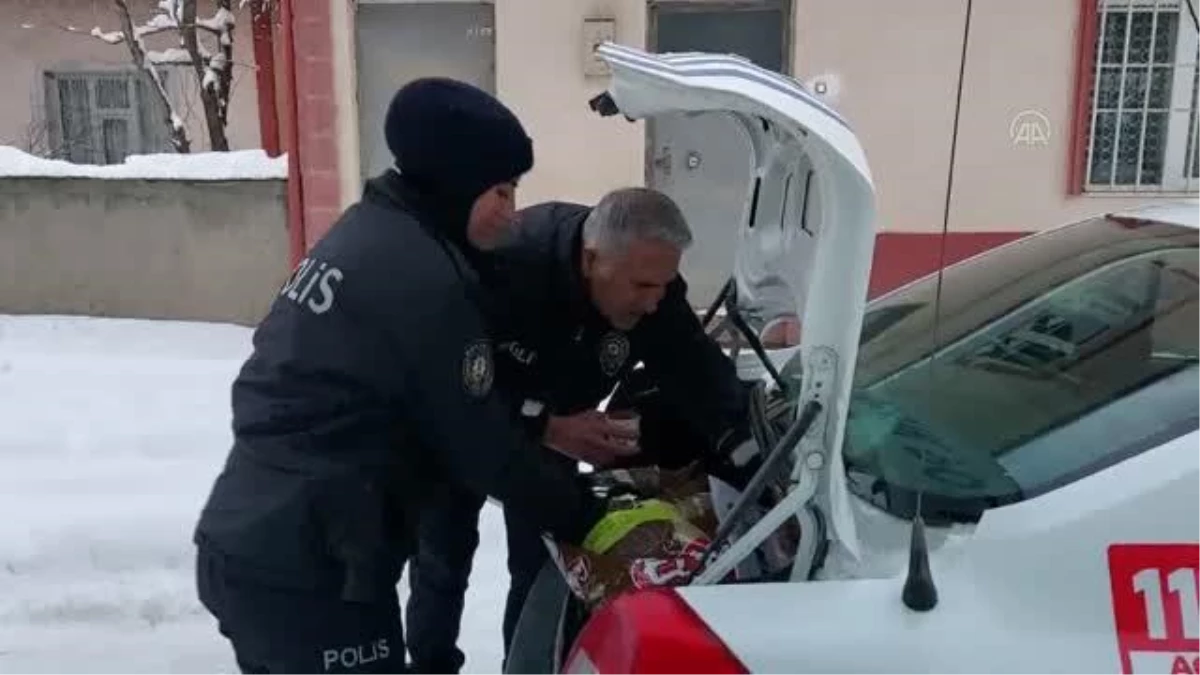 Gümüşhacıköy\'de polis ekiplerinden sokak hayvanlarına mama desteği