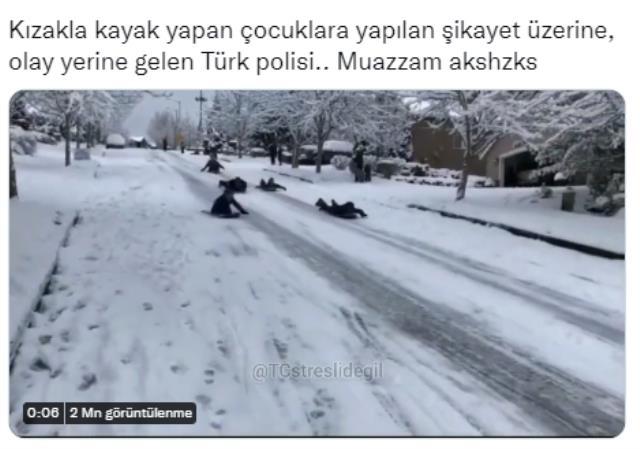 Bir polisin çocuklarla birlikte kızakla kaydığı görüntülerin Ankara'da çekildiği iddiası