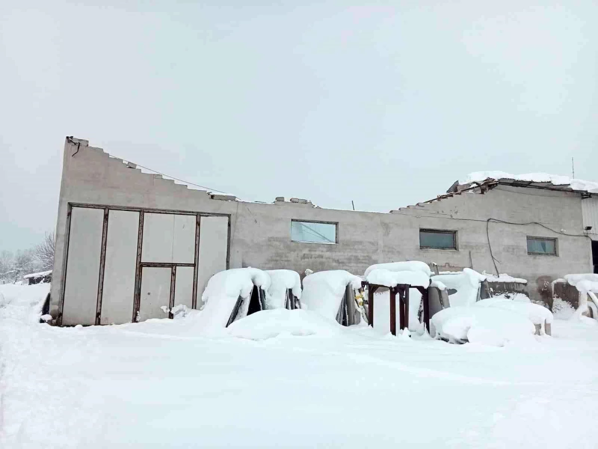 Fabrikanın çatısı yoğun kar yağışına dayanamadı