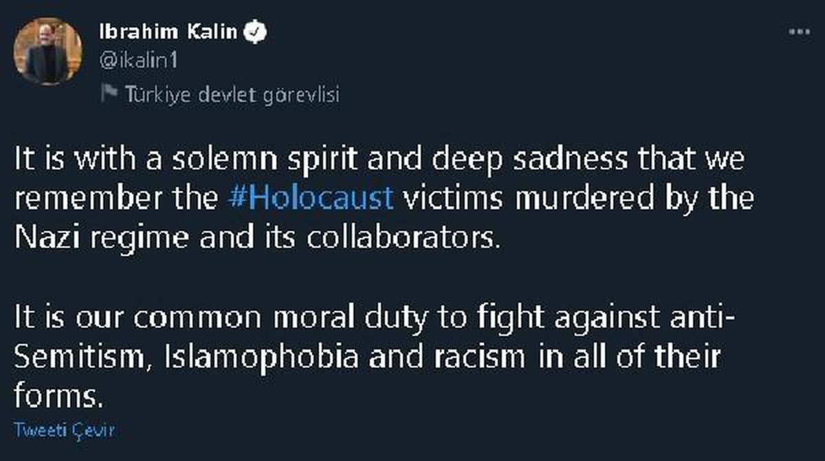 Sözcü Kalın, Holokost kurbanlarını andı
