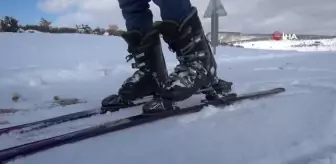 3 bin yıllık Frig Vadisi'nde kayak keyfi... At ve otomobillere halat bağlayarak kayak yaptılar