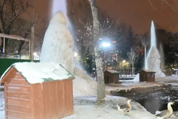 Ankara'nın simgelerinden Mogan Gölü ve Kuğulu Park buz tuttu