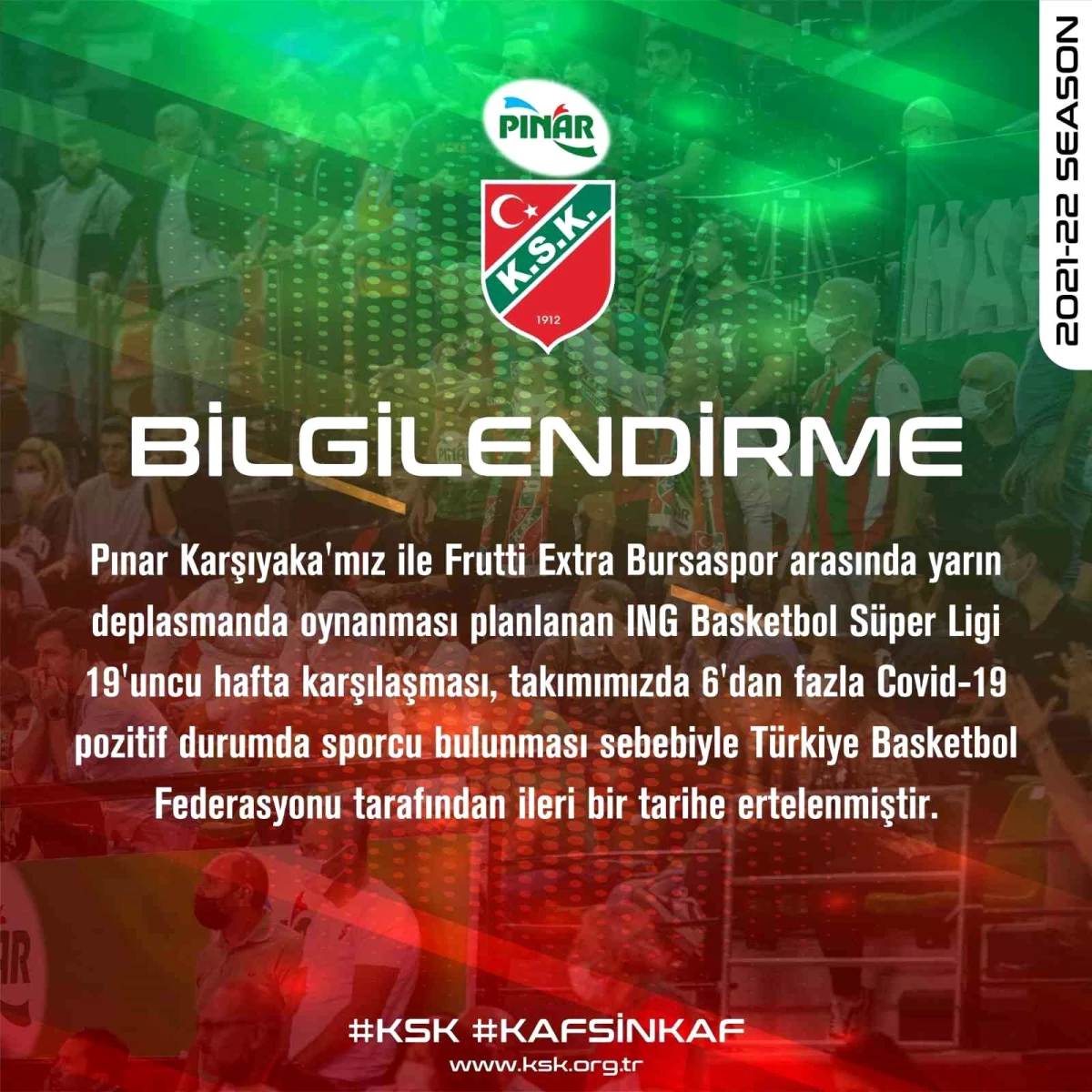 ING Basketbol Süper Ligi\'nde Pınar Karşıyaka-Frutti Extra Bursaspor maçı ertelendi