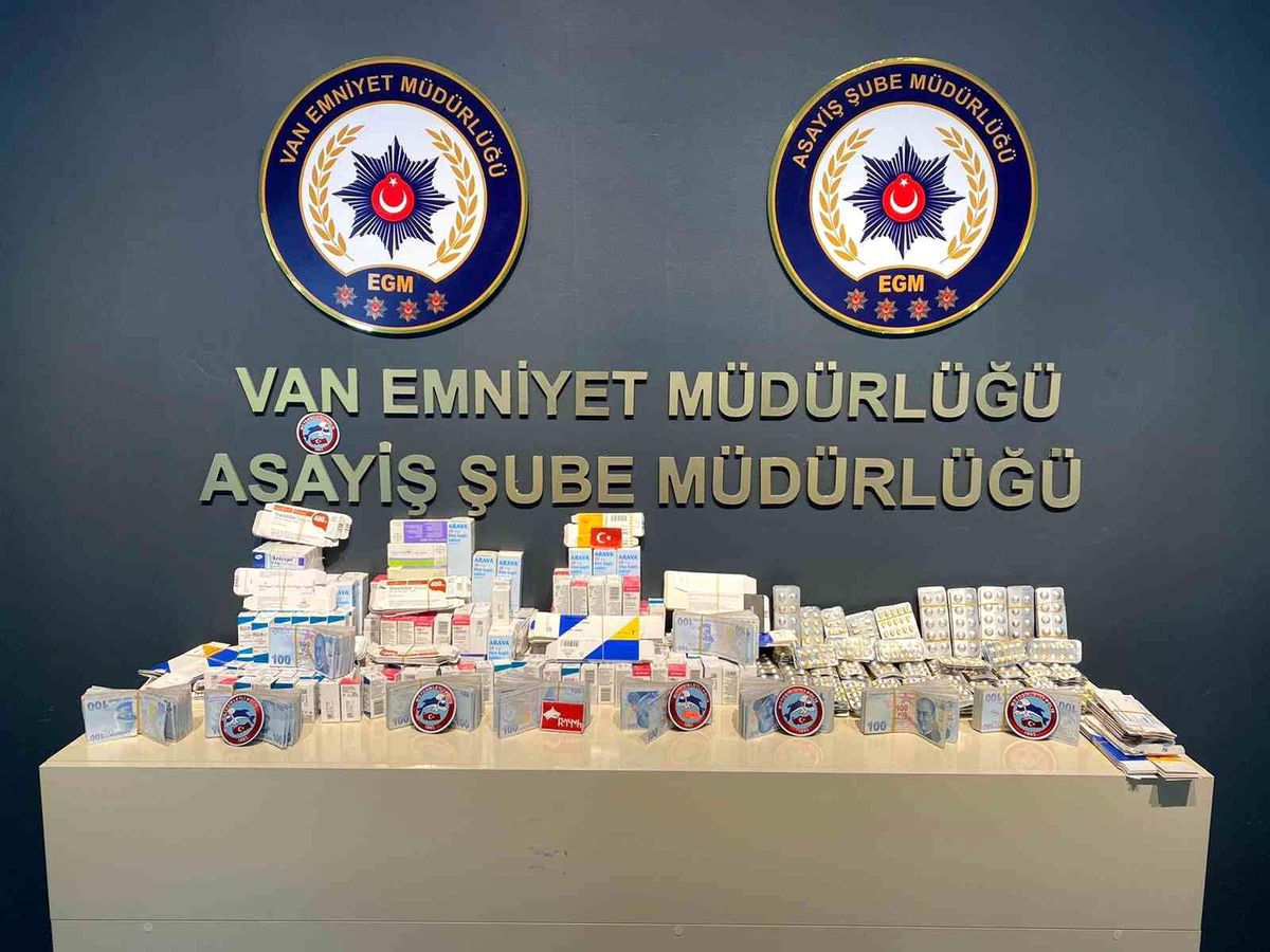 Van\'da kaçak ilaç ve 100 bin TL ele geçirildi