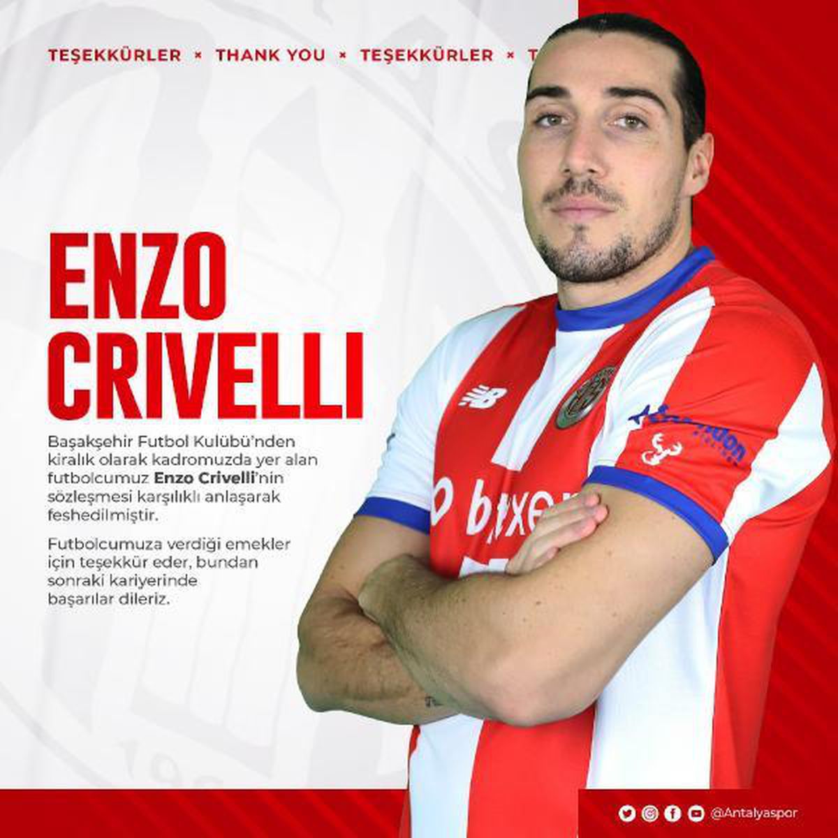 Antalyaspor\'da Enzo Crivelli\'nin sözleşmesi feshedildi