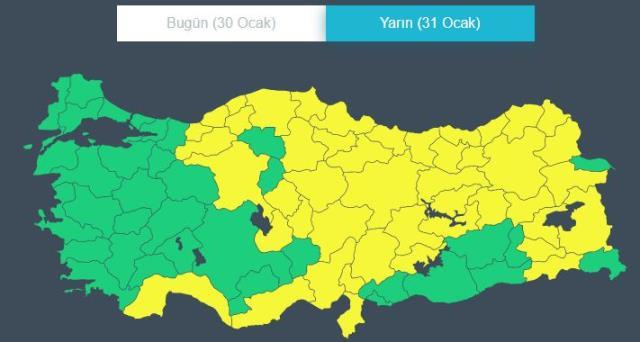 Meteoroloji'den 64 ile sarı kodlu uyarı