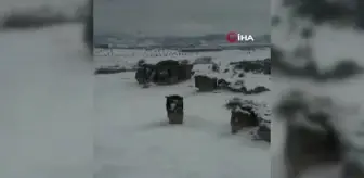 Buz tutan Emre Gölü'nden mest eden manzara