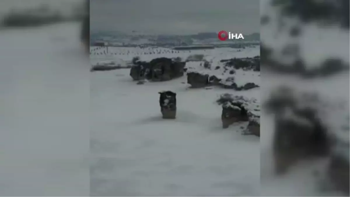 Buz tutan Emre Gölü'nden mest eden manzara