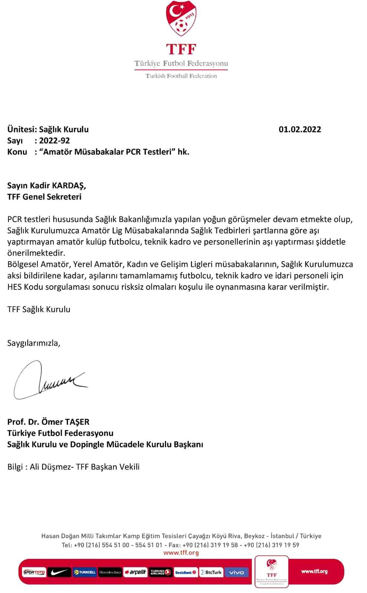 Amatörlerde test zorunluluğu kalktı