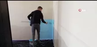 Bağışlanan 3 ton boyayla okullar boyanmaya başladı