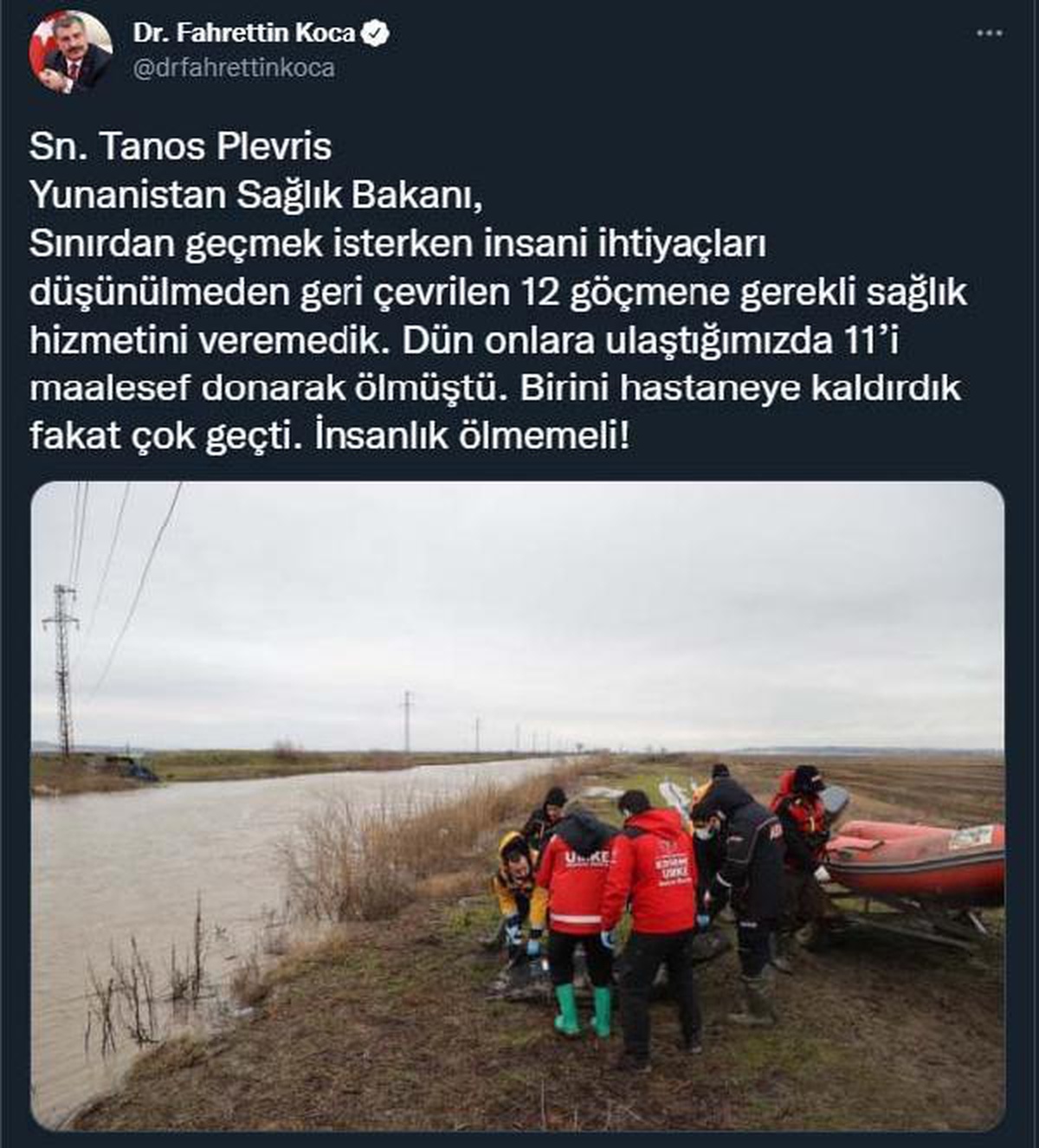 Bakan Koca\'dan Yunan mevkidaşına: İnsanlık ölmemeli