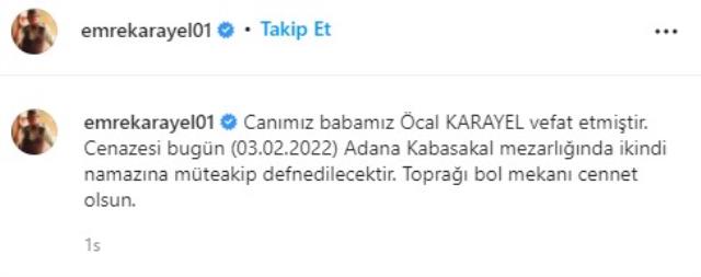 Bir hafta önce çocuğu olmuştu! Emre Karayel babasını kaybetti!