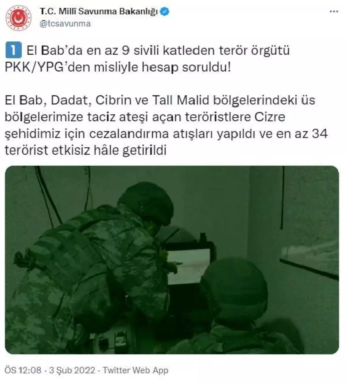 Barış Pınarı ve Fırat Kalkanı bölgelerinde 43 terörist etkisiz hale getirildi